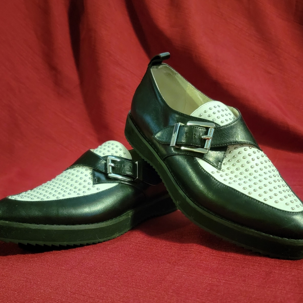 Michael Kors Studded Black & White Loafers
